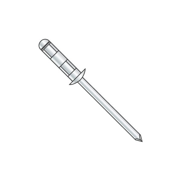 Newport Fasteners Multi-Grip Rivets, Dome Head Head, 1/8" Dia., Steel Body, 8000 PK 339651 - main